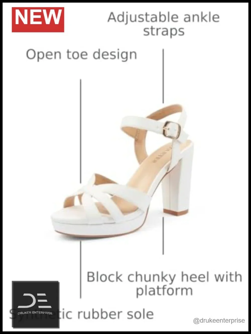 Women's Platform Chunky Heels Ankle Strap Block Heeled Sandals Party Wedding
